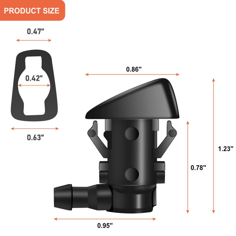 Belleone Windshield Washer Nozzle Kit Compatible with 2005-2016 Jeep Grand Cherokee, 2005-2013 Chevy Malibu, Pontiac G6, Saturn Aura, Replace #55372143AB, 15247800, 55156427AB, 55079049AA, 2PCS - Image 2